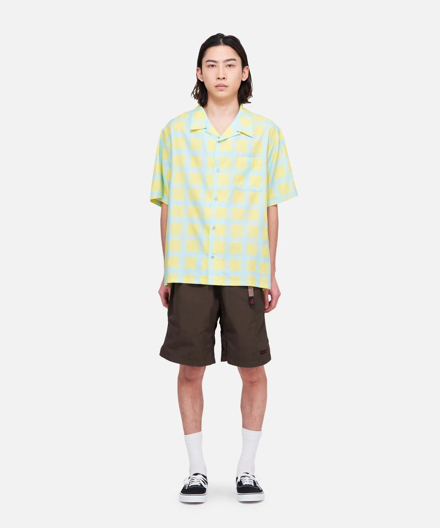 Gramicci Checkered Rayon Short Sleeve Shirt (Glow) - Image 3