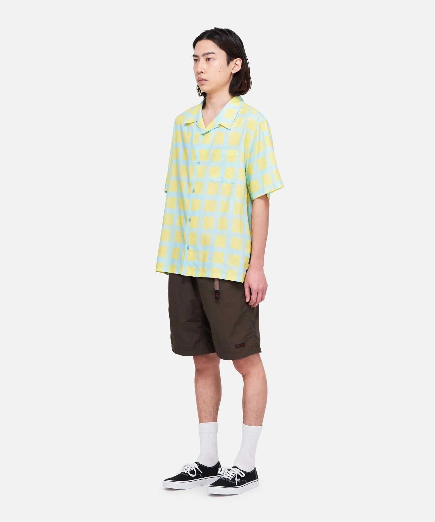 Gramicci Checkered Rayon Short Sleeve Shirt (Glow) - Image 4