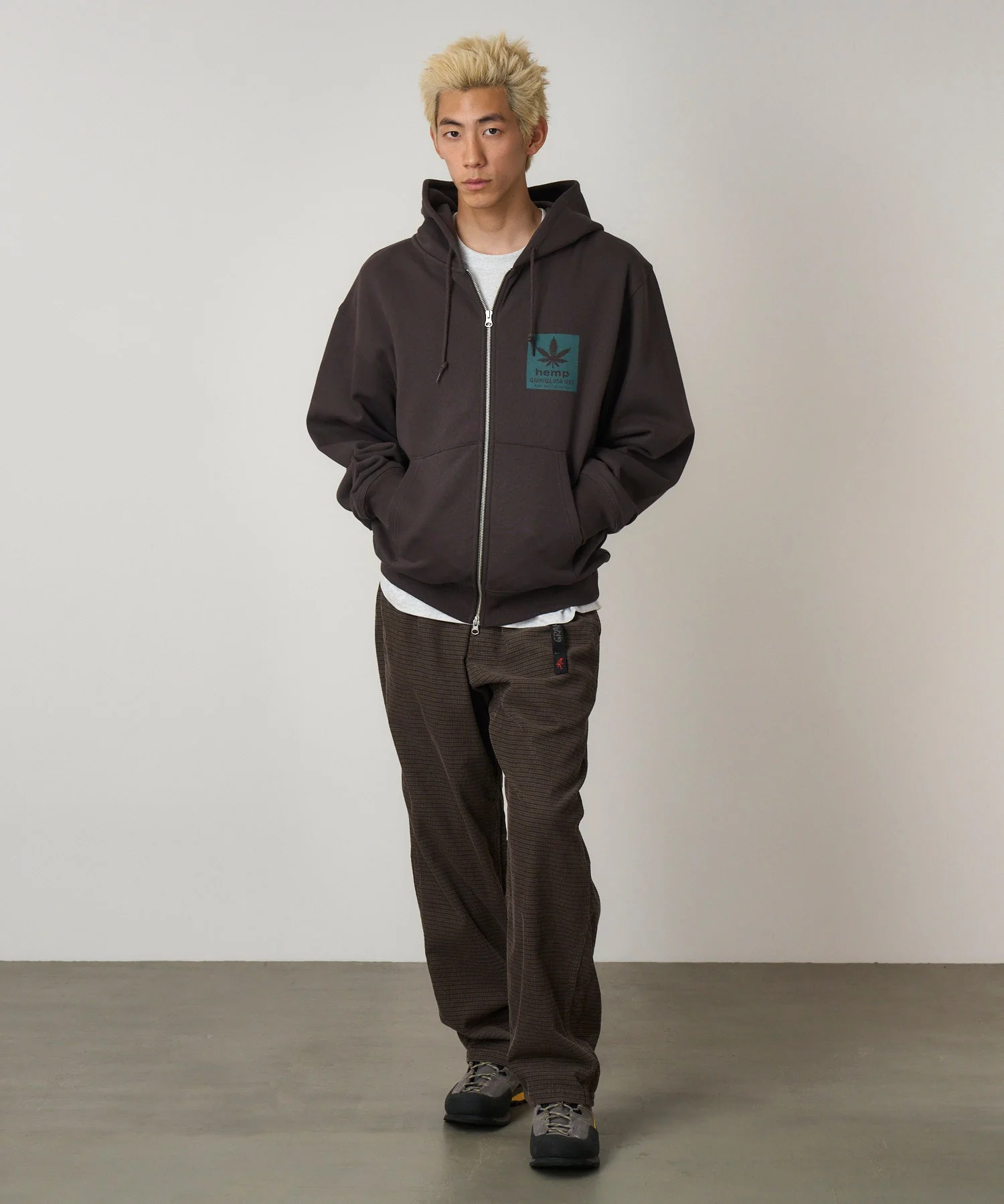 Gramicci Hemp Zip Hooded Sweatshirt (Deep Brown) - Image 3