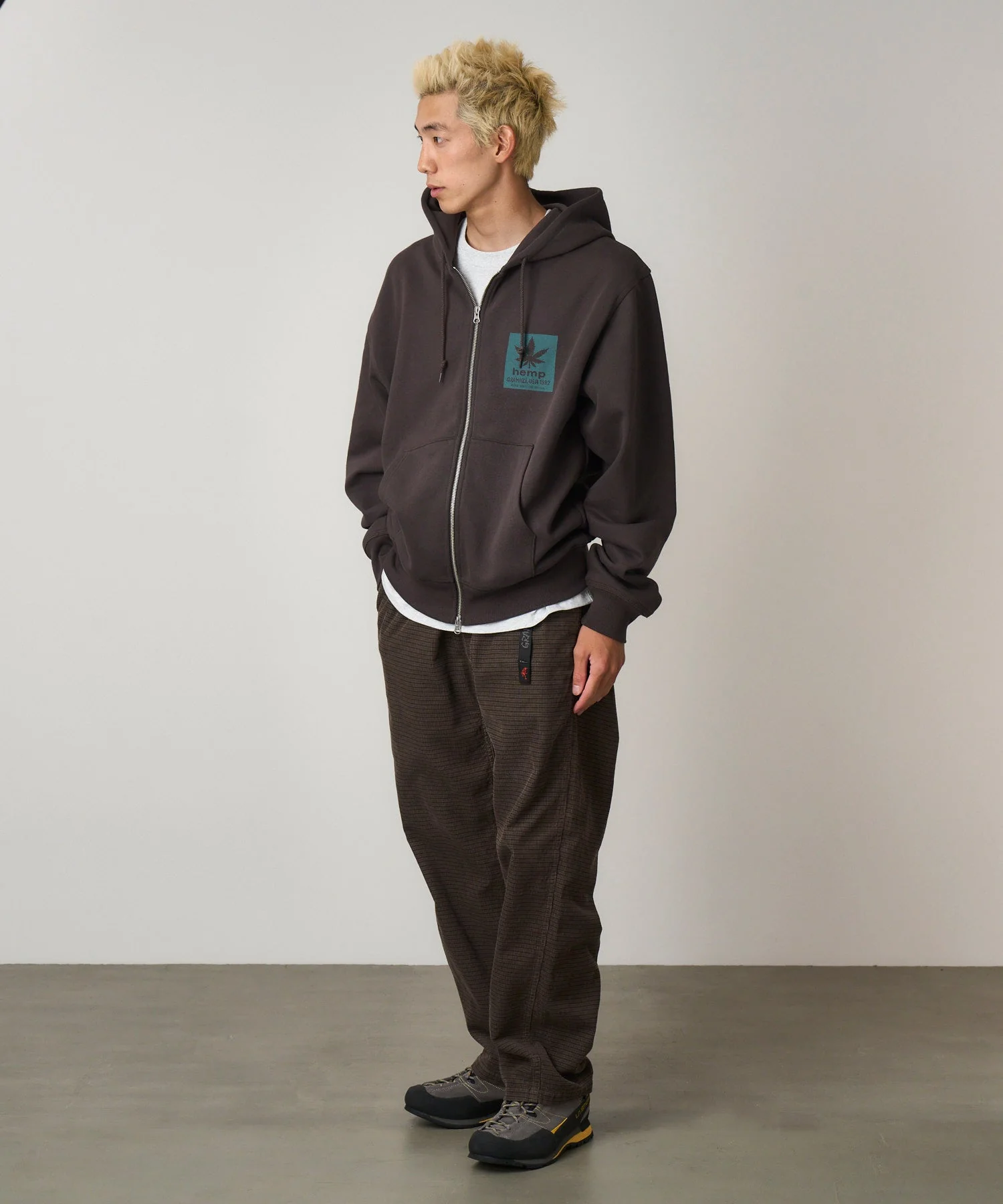 Gramicci Hemp Zip Hooded Sweatshirt (Deep Brown) - Image 4