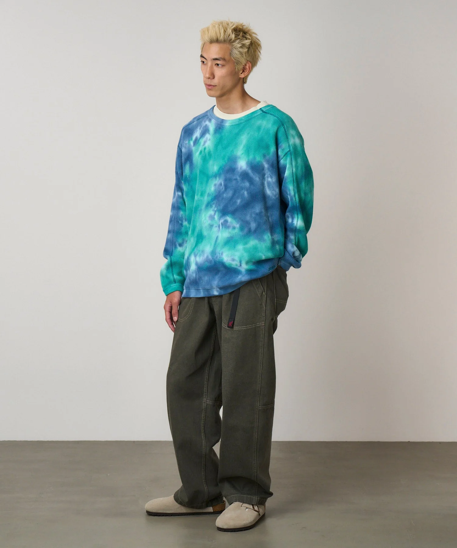 Gramicci Waffle Crew Pullover (Turquoise Tie-Dye) - Image 4