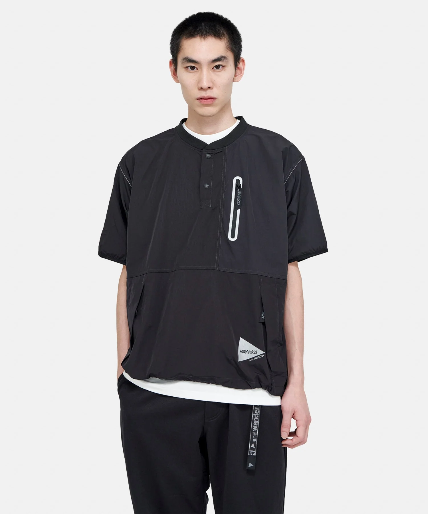 Gramicci x and wander Patchwork Wind Tee (Black) - Image 6