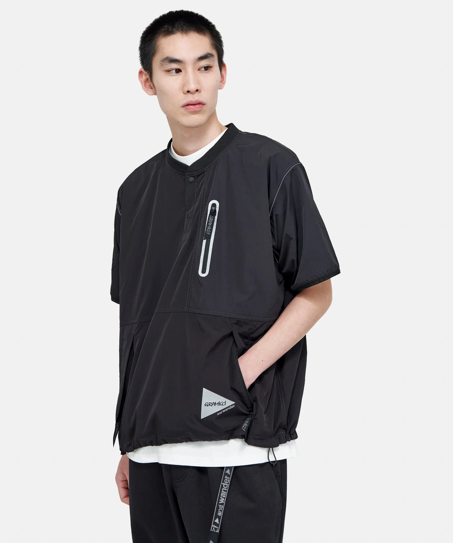 Gramicci x and wander Patchwork Wind Tee (Black) - Image 7