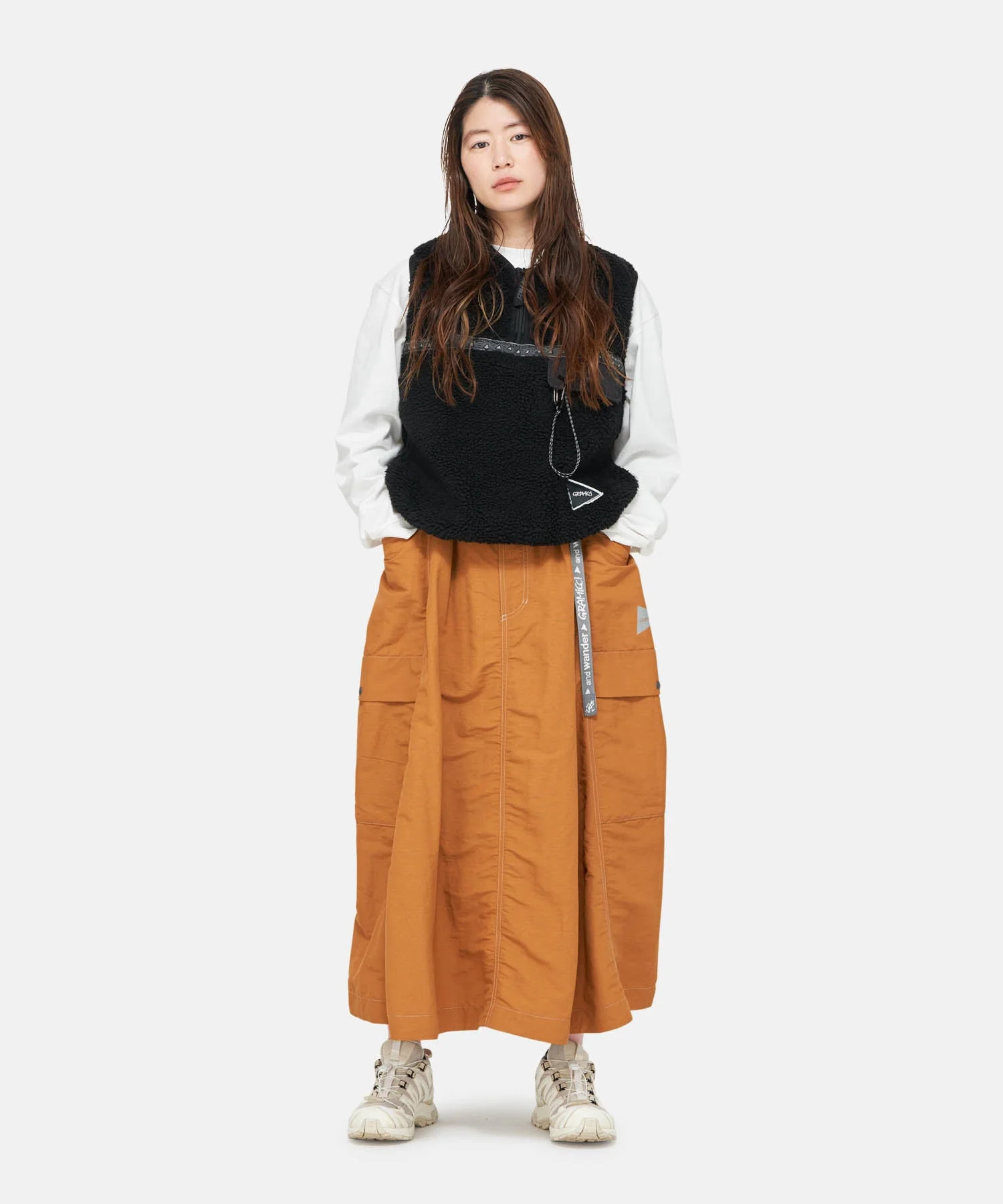 Gramicci x and Wander Ripstop Voyager Skirt (Orange) - Image 3